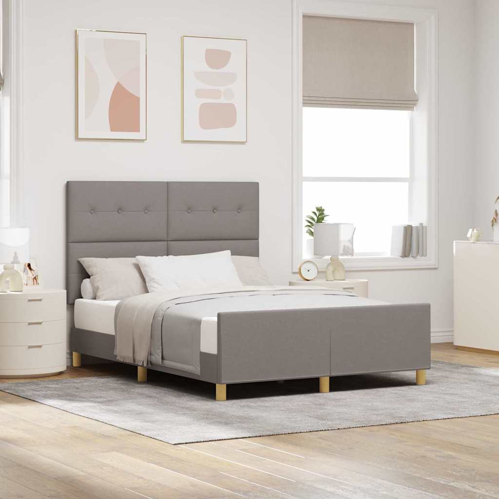 Bettgestell mit Kopfteil Taupe 140 x 200 cm Stoff