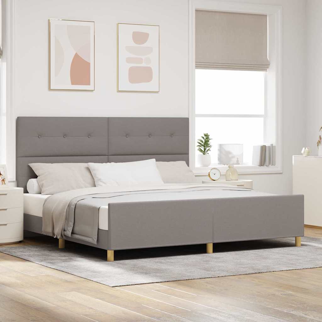 Bettgestell mit Kopfteil Taupe 200 x 200 cm Stoff