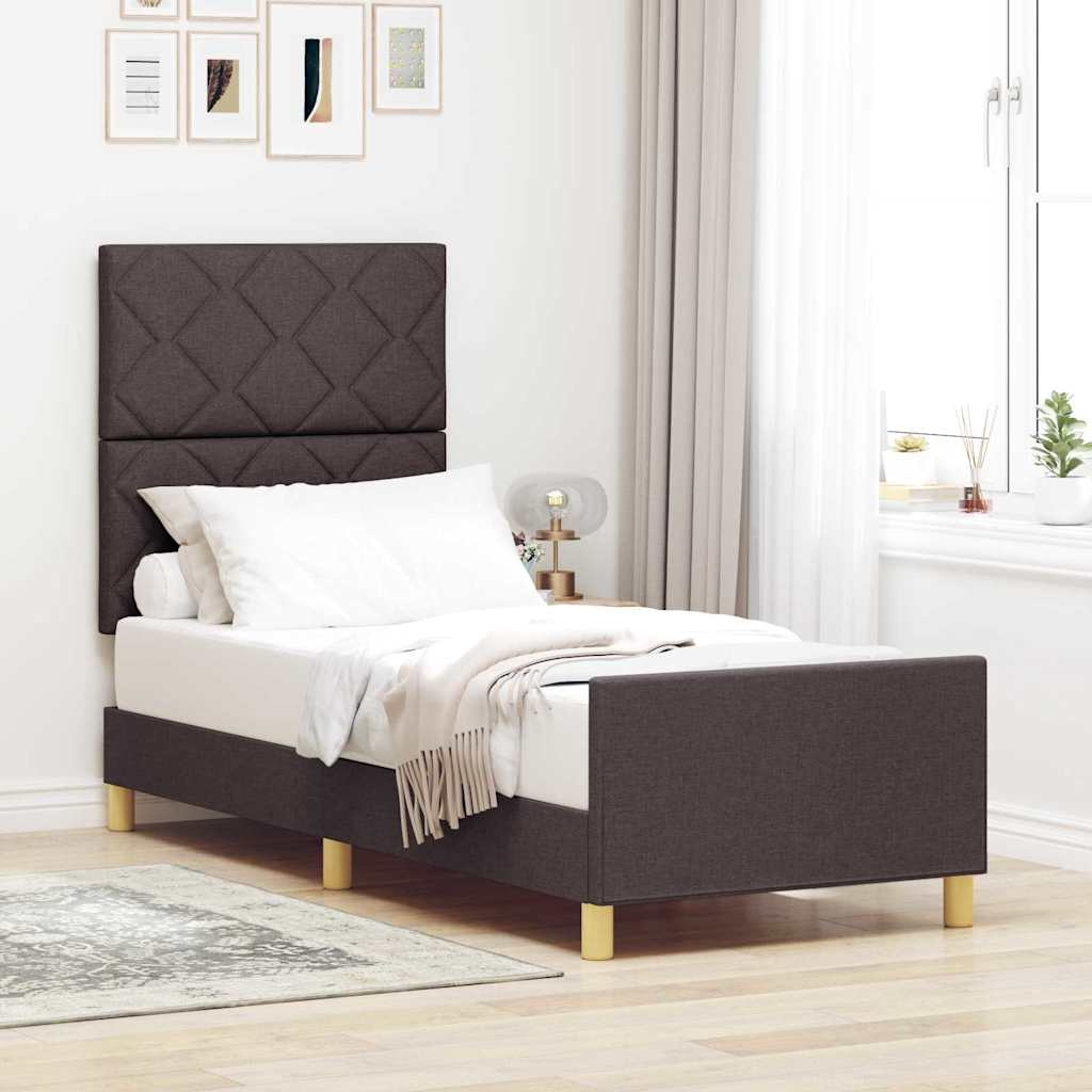 Bettgestell mit Kopfteil Dunkelbraun 80 x 200 cm Stoff