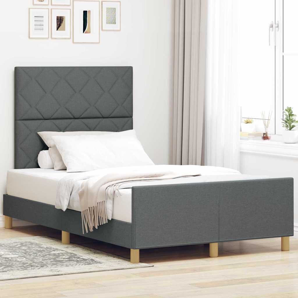 Bettgestell mit Kopfteil Dunkelgrau 120 x 190 cm Stoff