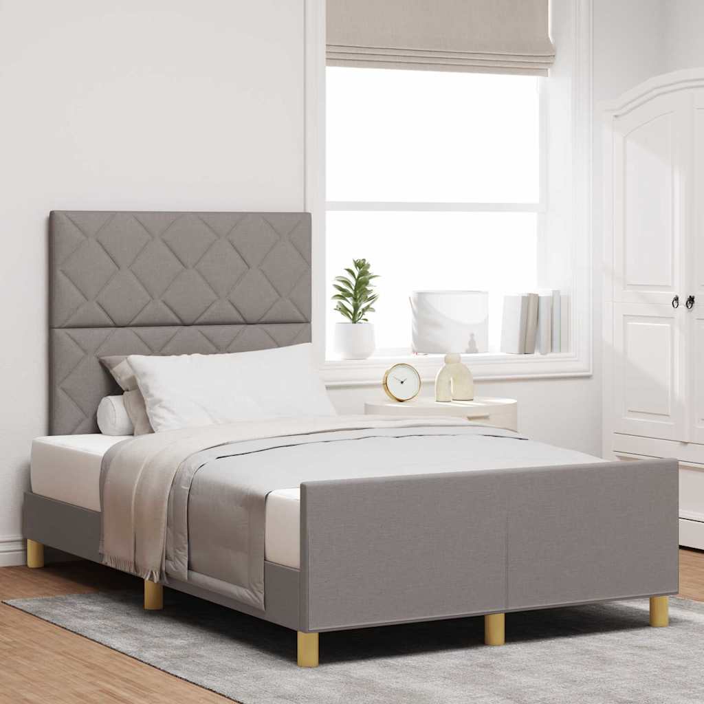 Bettgestell mit Kopfteil Taupe 120 x 190 cm Stoff