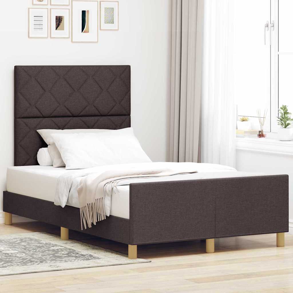 Bettgestell mit Kopfteil Dunkelbraun 120 x 200 cm Stoff