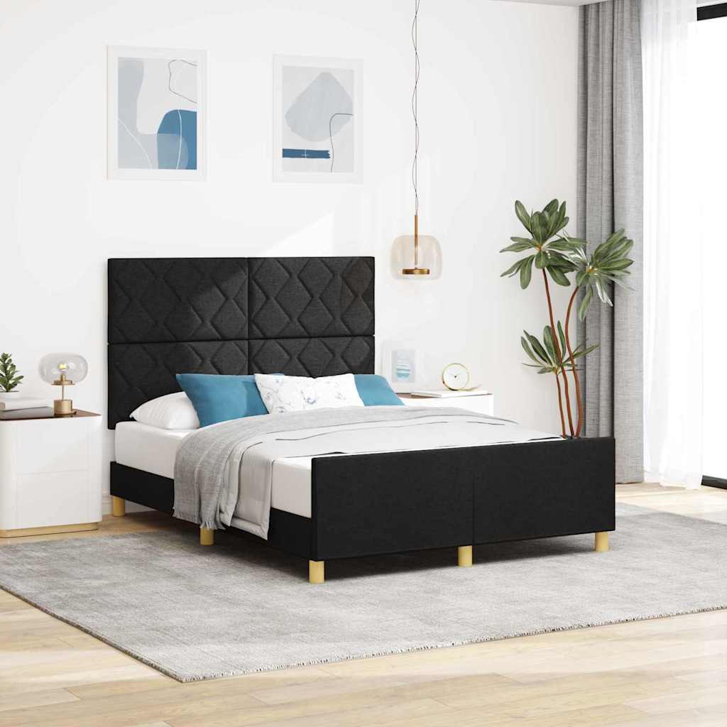 Bettgestell mit Kopfteil Schwarz 160 x 200 cm Stoff