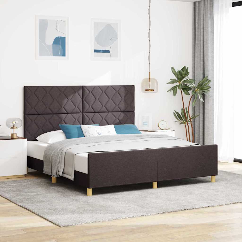 Bettgestell mit Kopfteil Dunkelbraun 180 x 200 cm Stoff