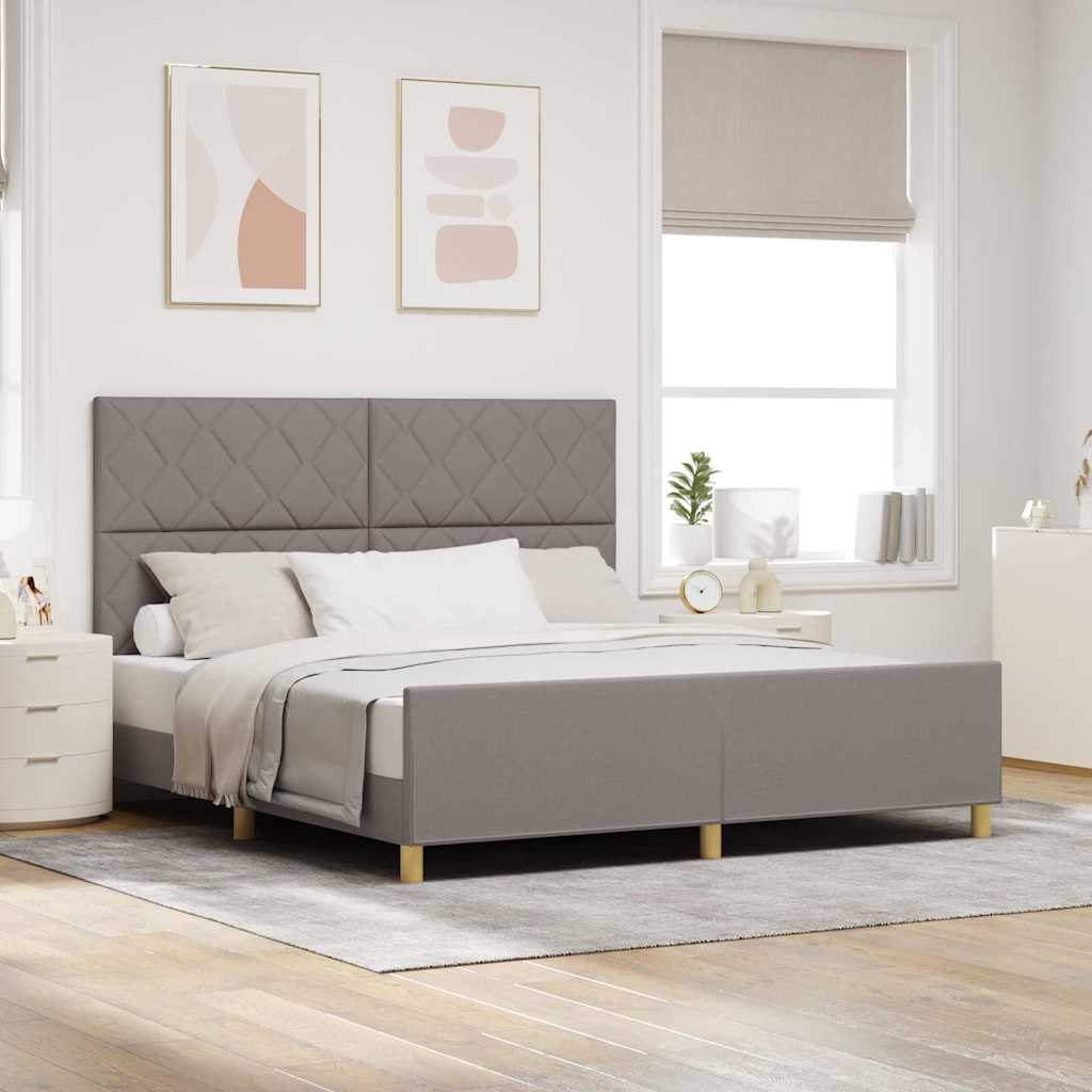 Bettgestell mit Kopfteil Taupe 180 x 200 cm Stoff