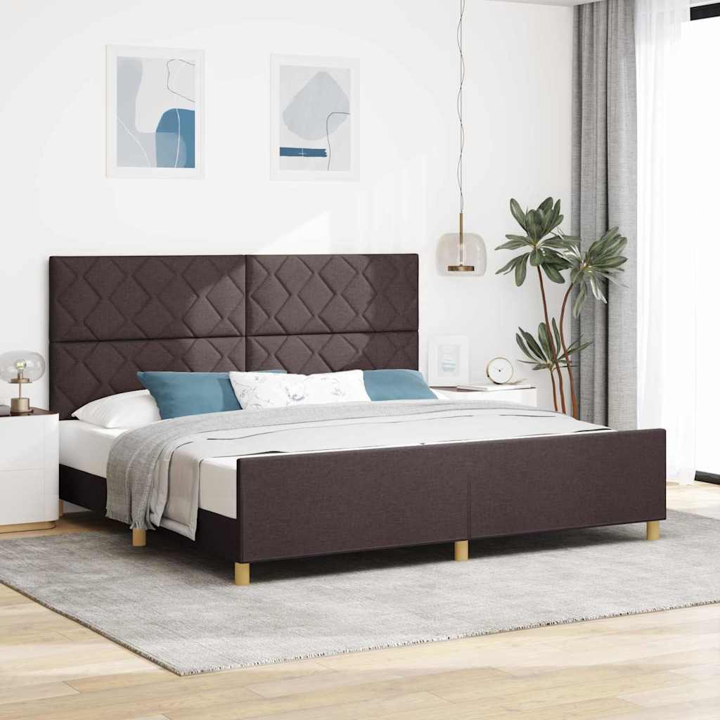 Bettgestell mit Kopfteil Dunkelbraun 200 x 200 cm Stoff