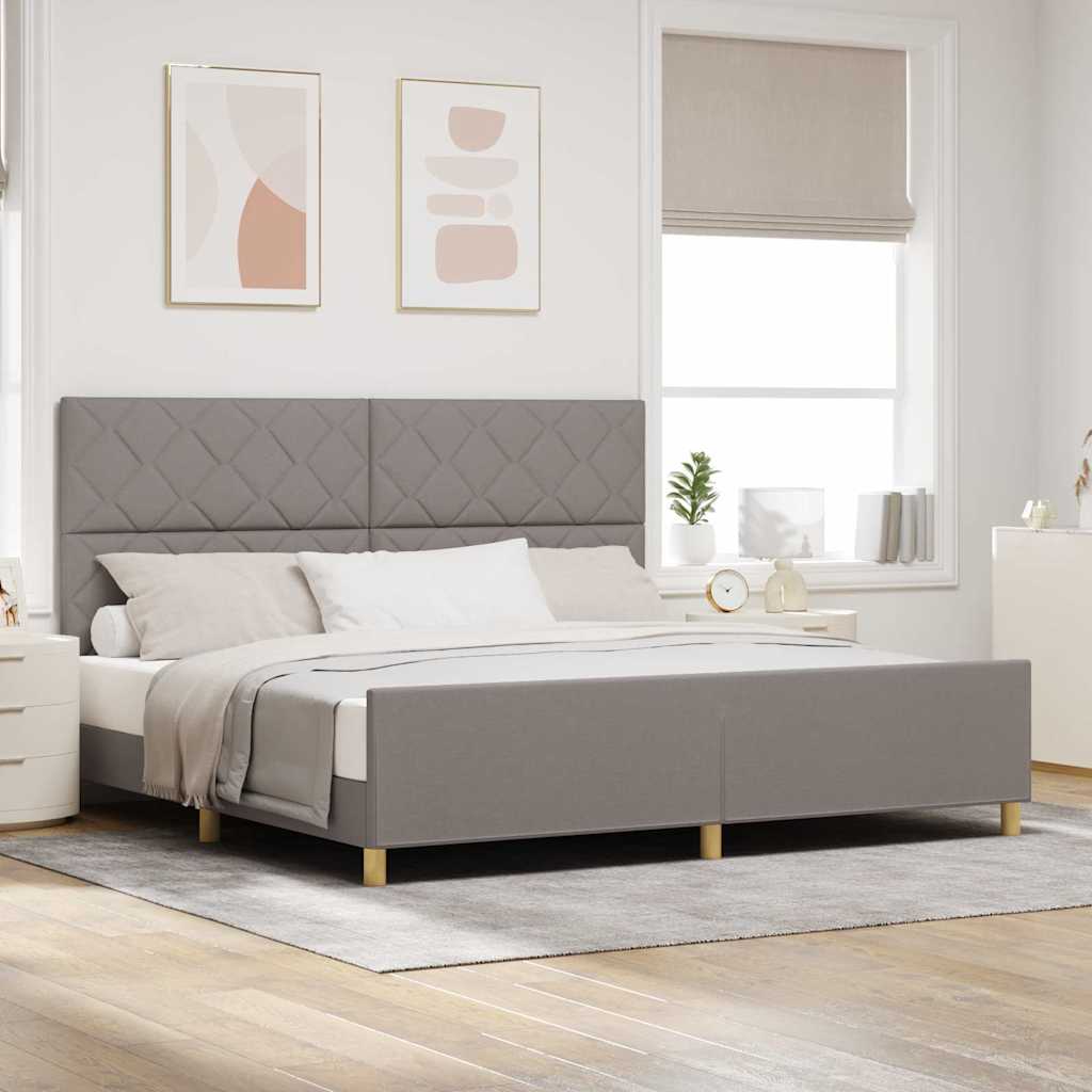 Bettgestell mit Kopfteil Taupe 200 x 200 cm Stoff
