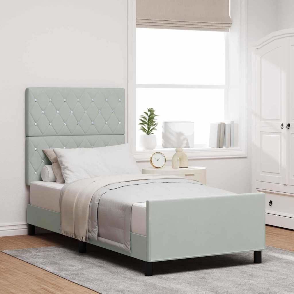Boxspringbett mit Kopfteil Hellgrau 90 x 190 cm Samt