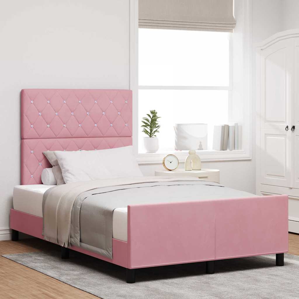 Boxspringbett mit Kopfteil Rosa 120 x 200 cm Samt