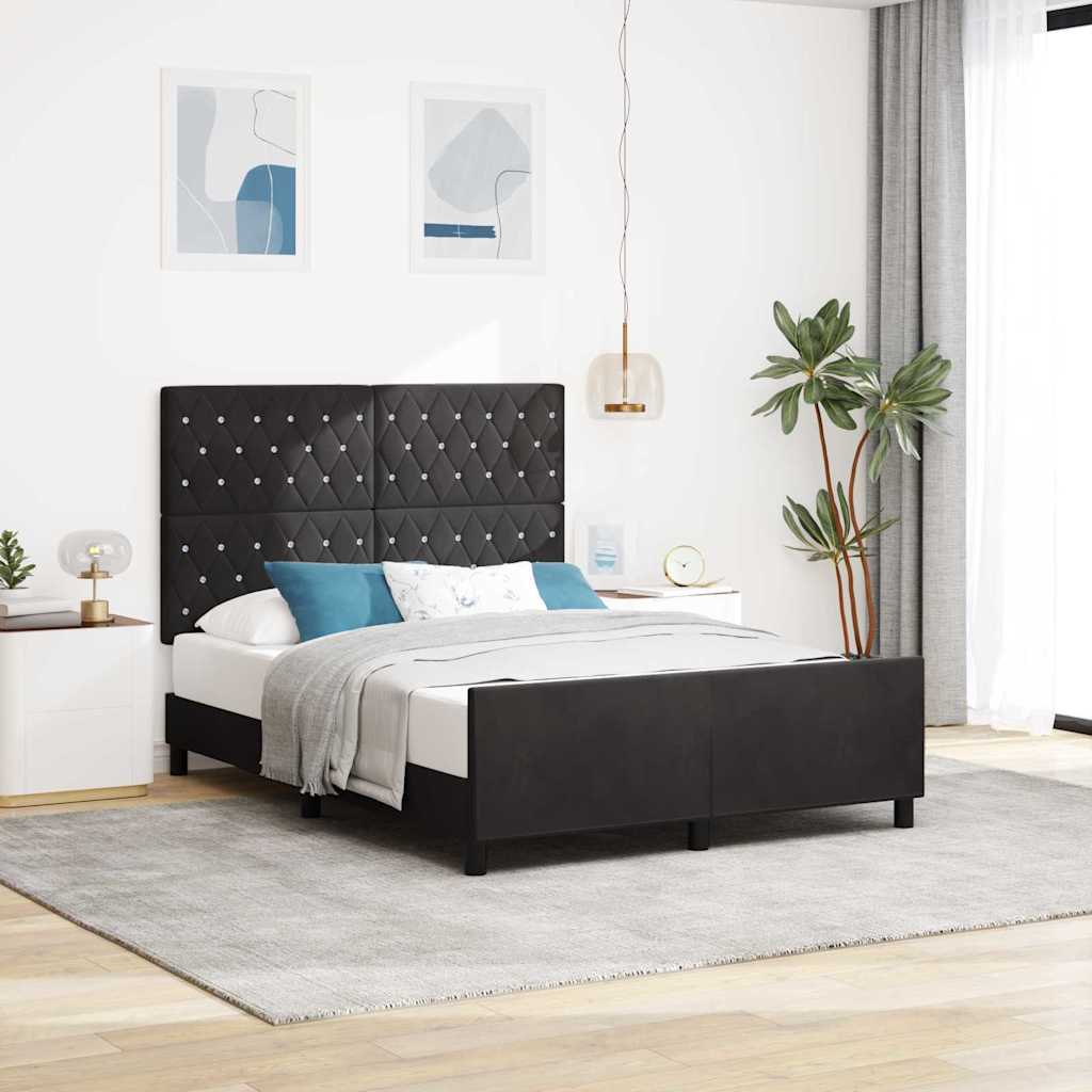 Boxspringbett mit Kopfteil Schwarz 160 x 200 cm Samt