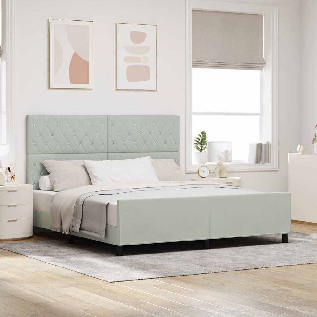 Boxspringbett mit Kopfteil Hellgrau 180 x 200 cm Samt