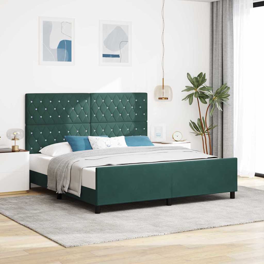 Boxspringbett mit Kopfteil Dunkelgrün 180 x 200 cm Samt