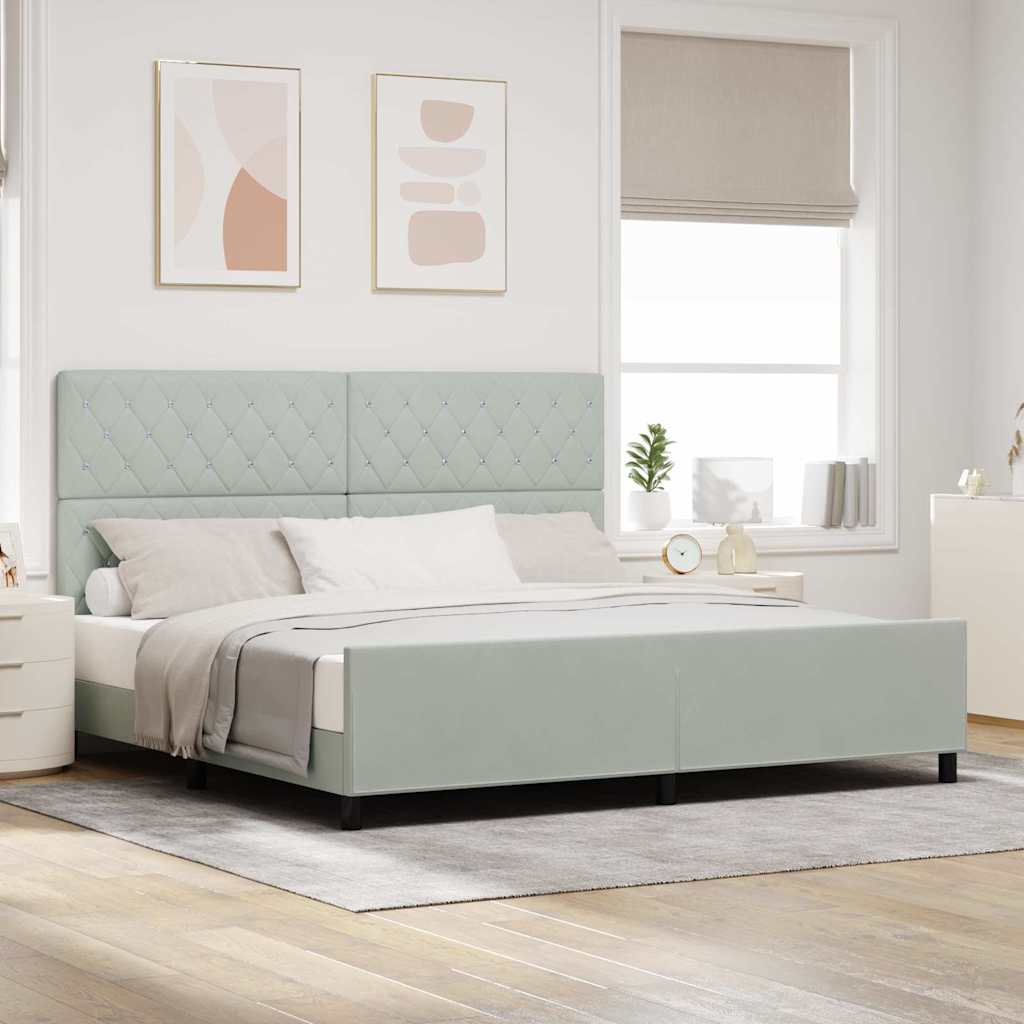 Boxspringbett mit Kopfteil Hellgrau 200 x 200 cm Samt