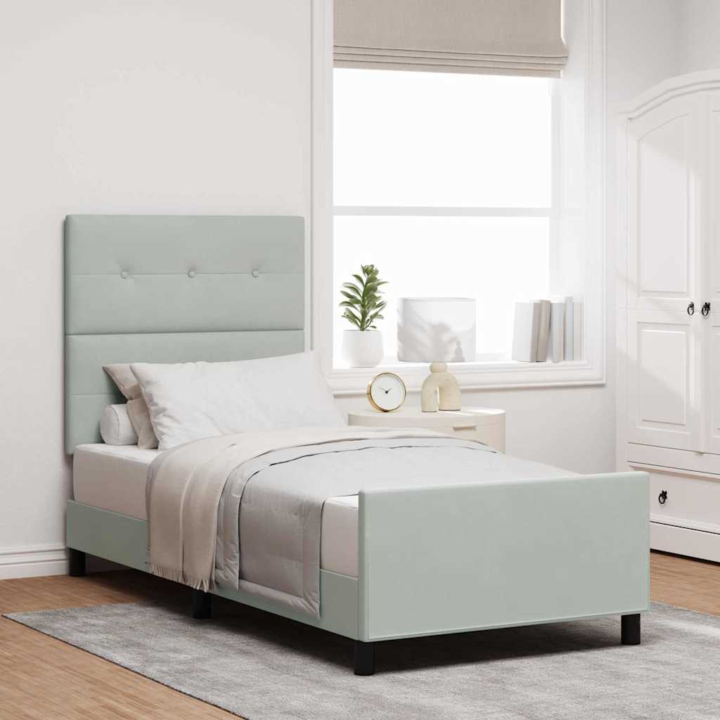 Boxspringbett mit Kopfteil Hellgrau 90 x 200 cm Samt