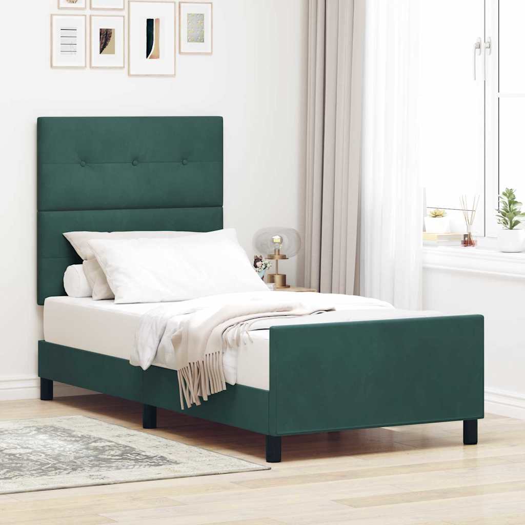 Boxspringbett mit Kopfteil Dunkelgrün 90 x 200 cm Samt