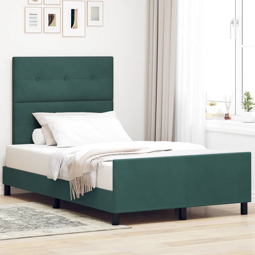 Boxspringbett mit Kopfteil Dunkelgrün 120 x 190 cm Samt