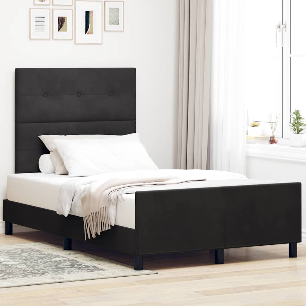 Boxspringbett mit Kopfteil Schwarz 120 x 200 cm Samt