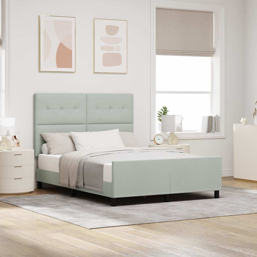 Boxspringbett mit Kopfteil Hellgrau 140 x 190 cm Samt
