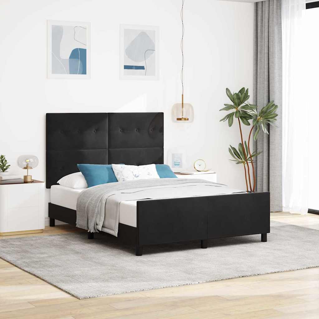 Boxspringbett mit Kopfteil Schwarz 140 x 200 cm Samt