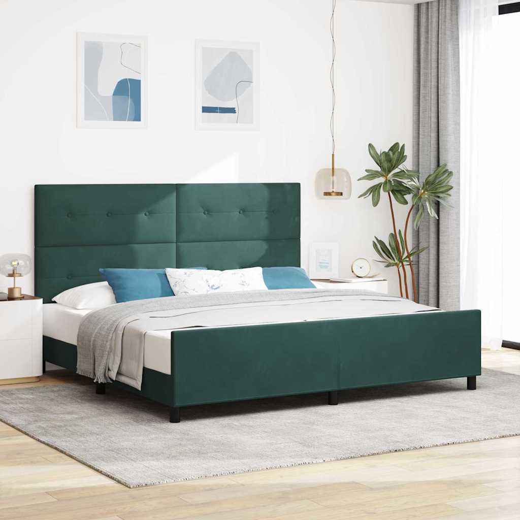 Boxspringbett mit Kopfteil Dunkelgrün 200 x 200 cm Samt