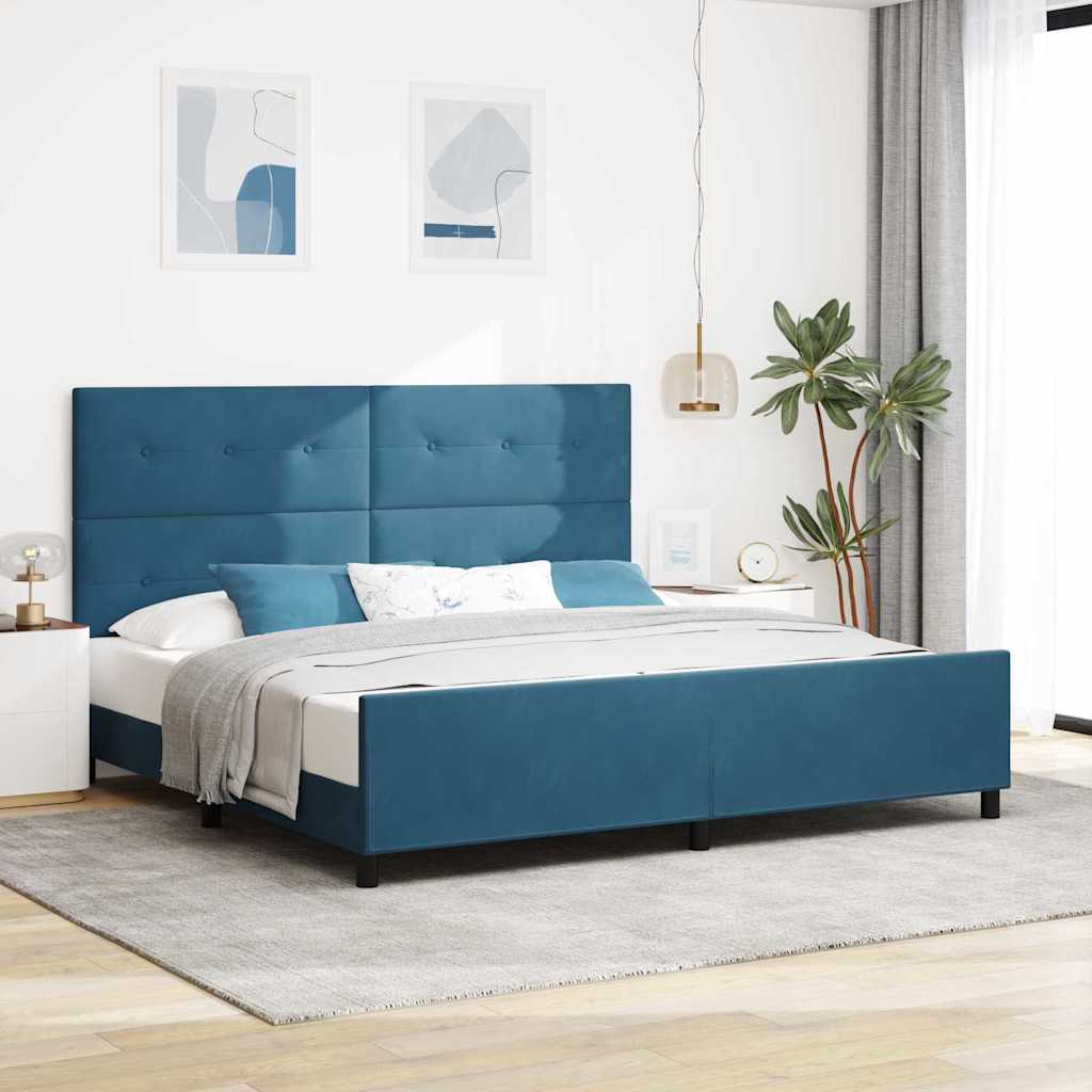 Boxspringbett mit Kopfteil Dunkelblau 200 x 200 cm Samt