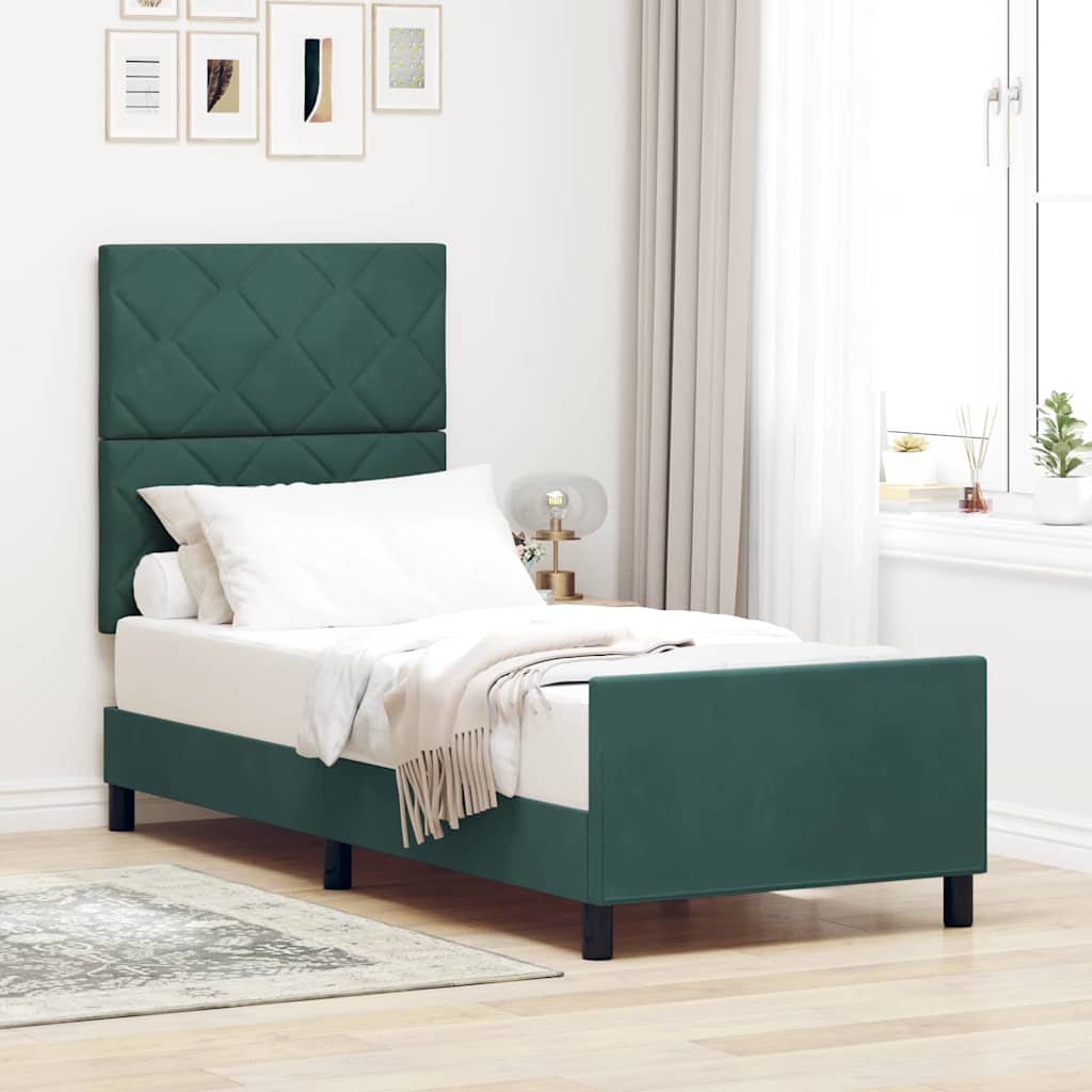 Boxspringbett mit Kopfteil Dunkelgrün 80 x 200 cm Samt