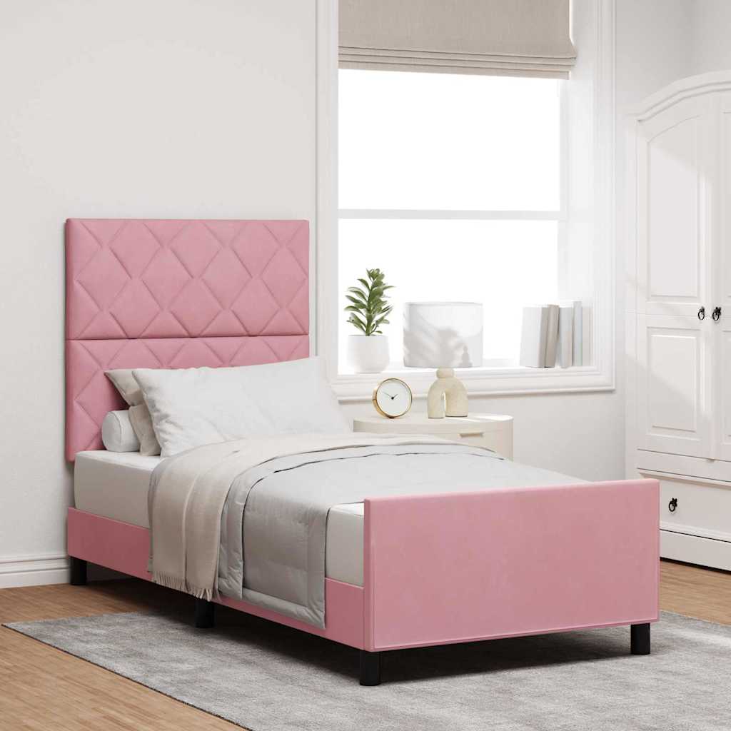 Boxspringbett mit Kopfteil Rosa 100 x 200 cm Samt
