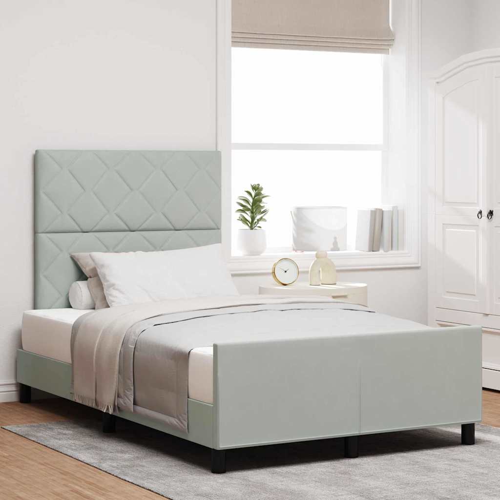 Boxspringbett mit Kopfteil Hellgrau 120 x 200 cm Samt