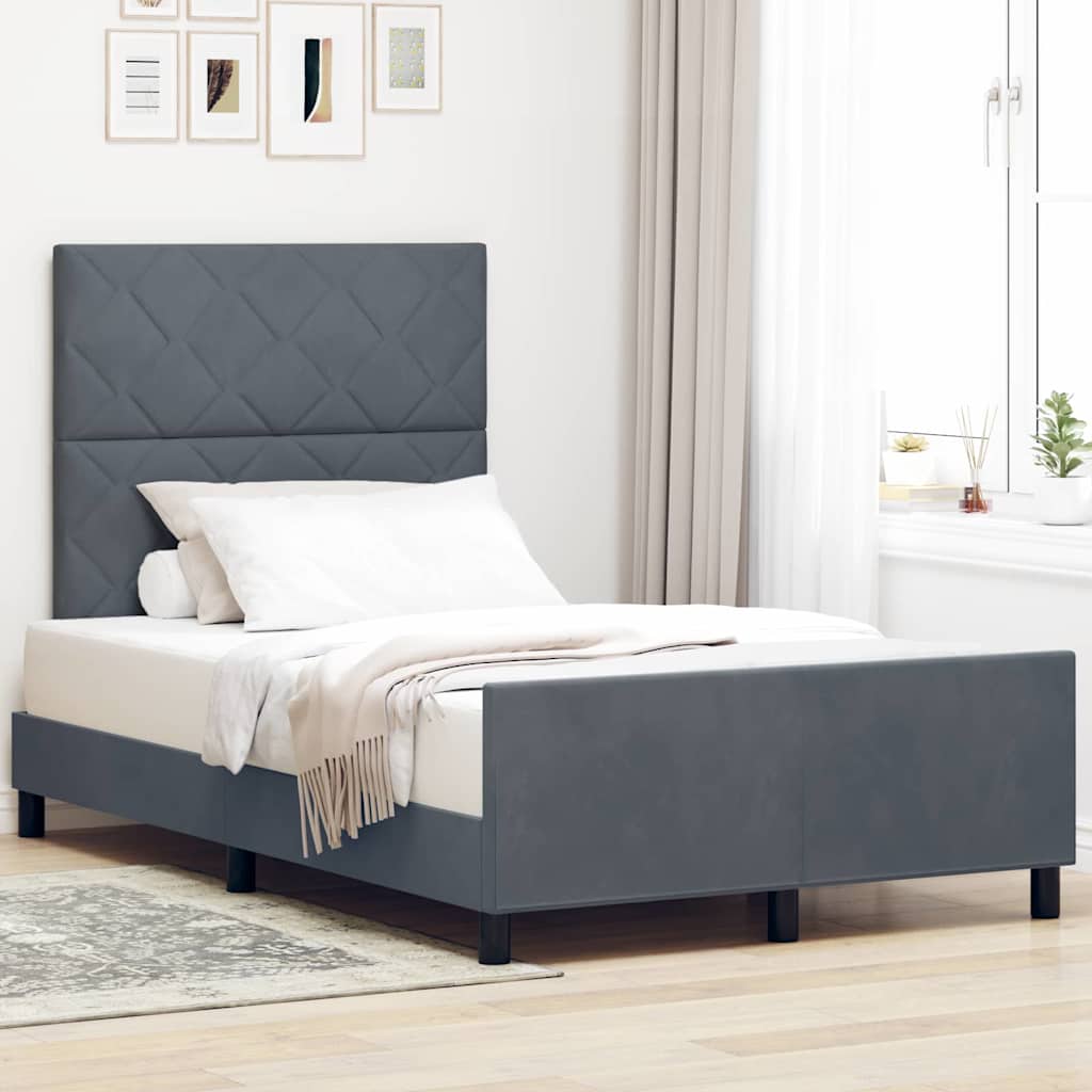 Boxspringbett mit Kopfteil Dunkelgrau 120 x 200 cm Samt