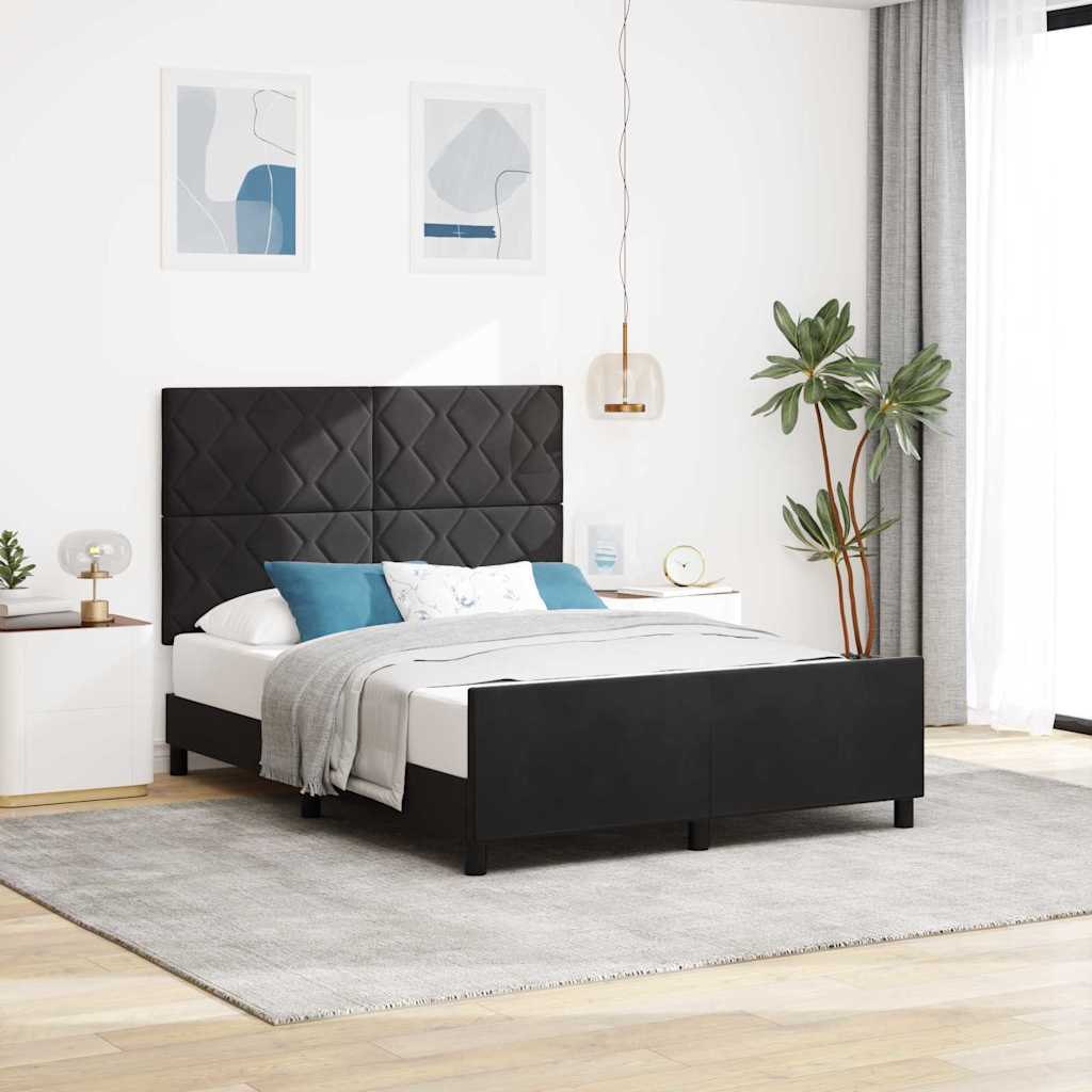Boxspringbett mit Kopfteil Schwarz 140 x 190 cm Samt