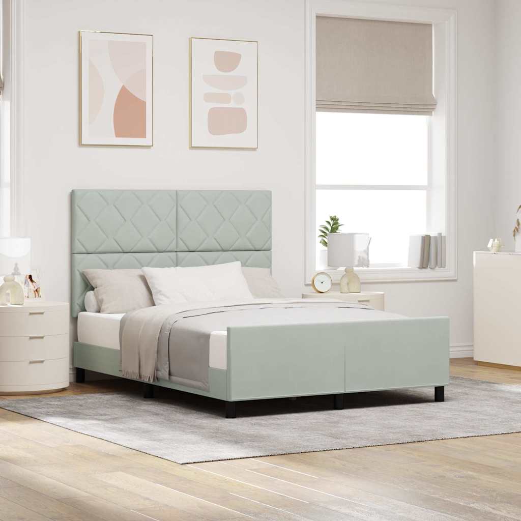 Boxspringbett mit Kopfteil Hellgrau 160 x 200 cm Samt