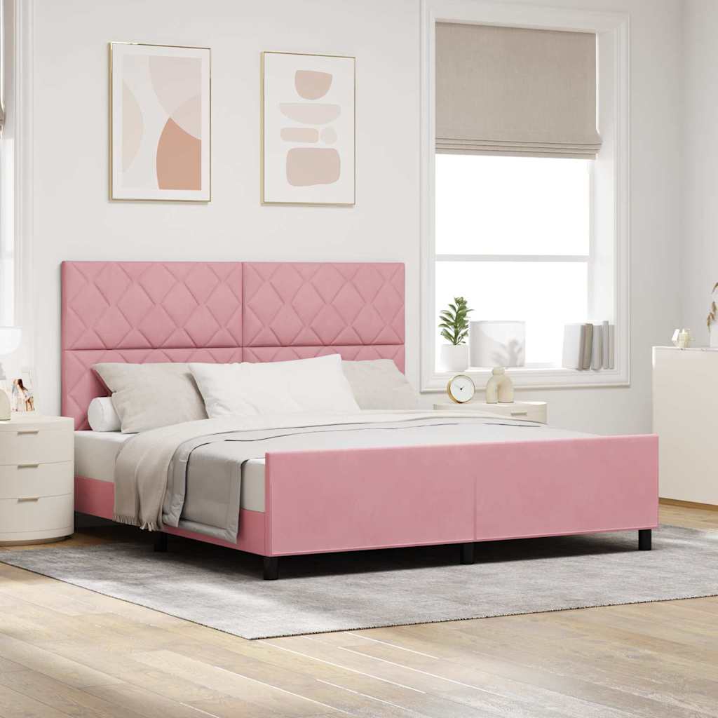 Boxspringbett mit Kopfteil Rosa 180 x 200 cm Samt
