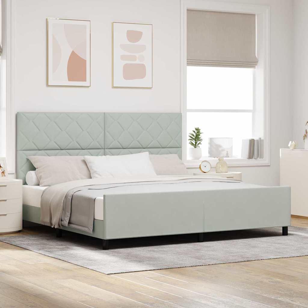 Boxspringbett mit Kopfteil Hellgrau 200 x 200 cm Samt