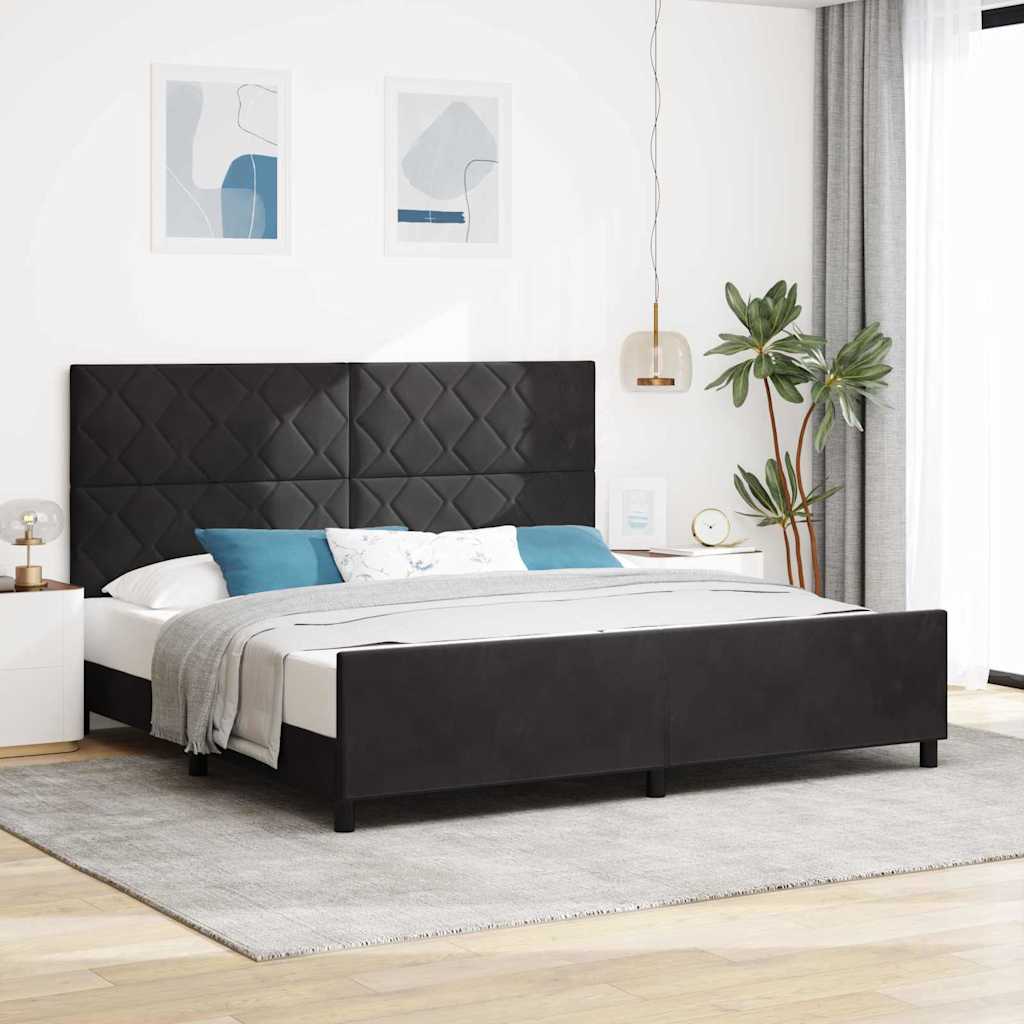 Boxspringbett mit Kopfteil Schwarz 200 x 200 cm Samt