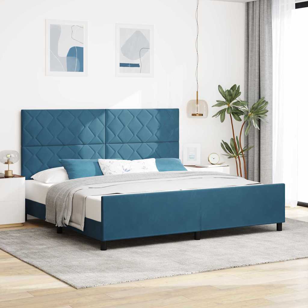 Boxspringbett mit Kopfteil Dunkelblau 200 x 200 cm Samt