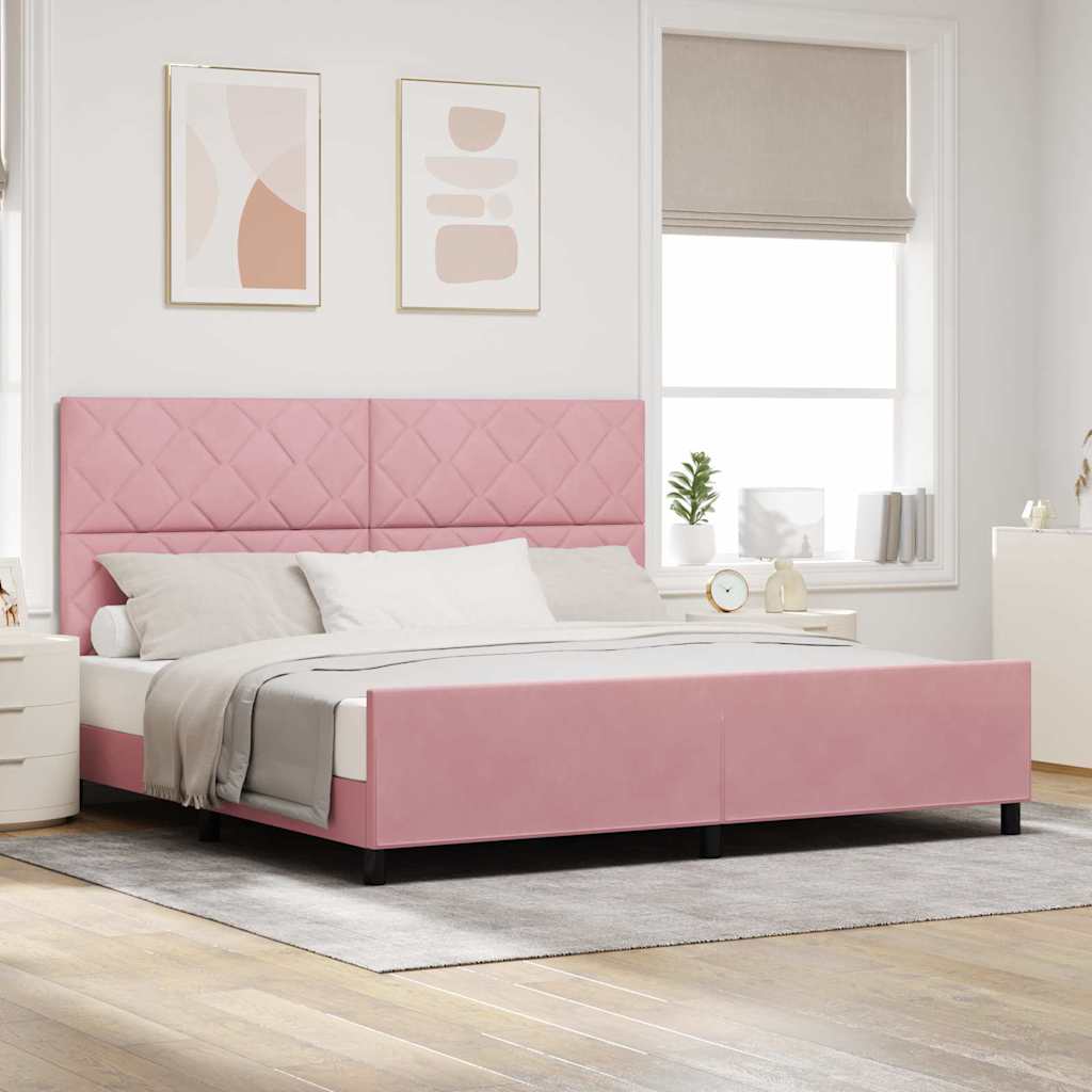 Boxspringbett mit Kopfteil Rosa 200 x 200 cm Samt