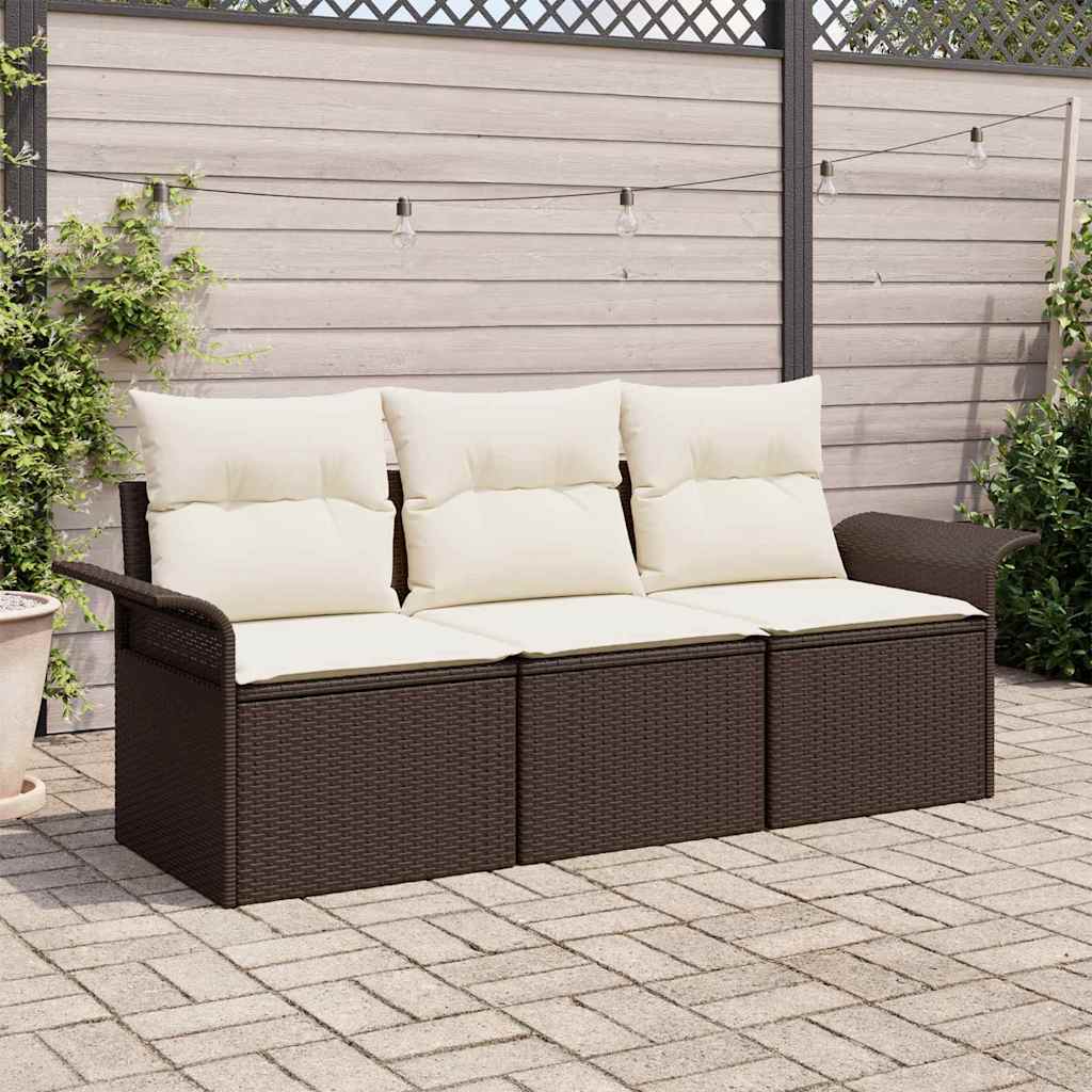 Garten-Sofa-Set 3 stk. Braun Poly Rattan