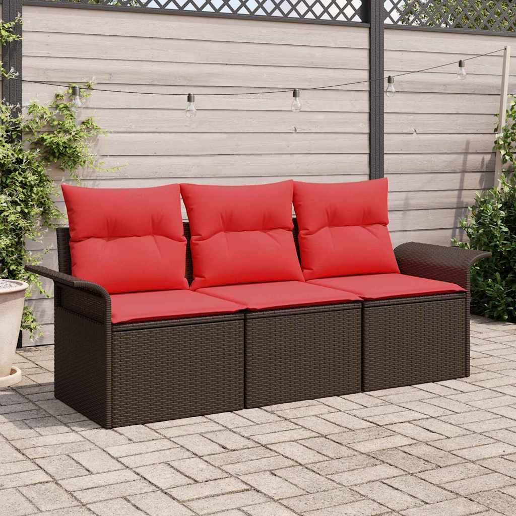 Garten-Sofa-Set 3 stk. Braun Poly Rattan