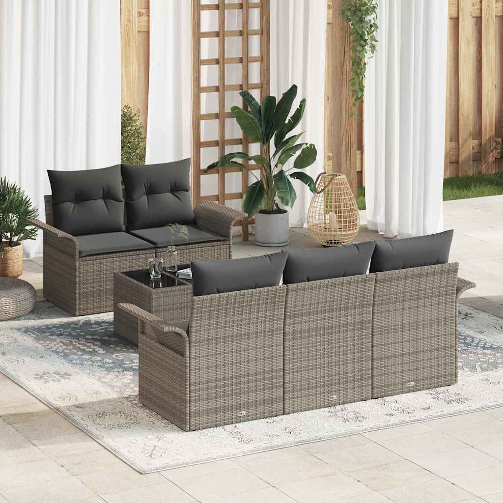 Garten-Sofa-Set 6 stk. 5-Sitzanzahl Grau