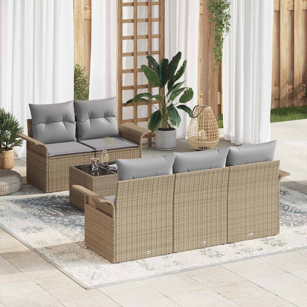 Garten-Sofa-Set 6 stk. 5-Sitzanzahl Beige und Grau