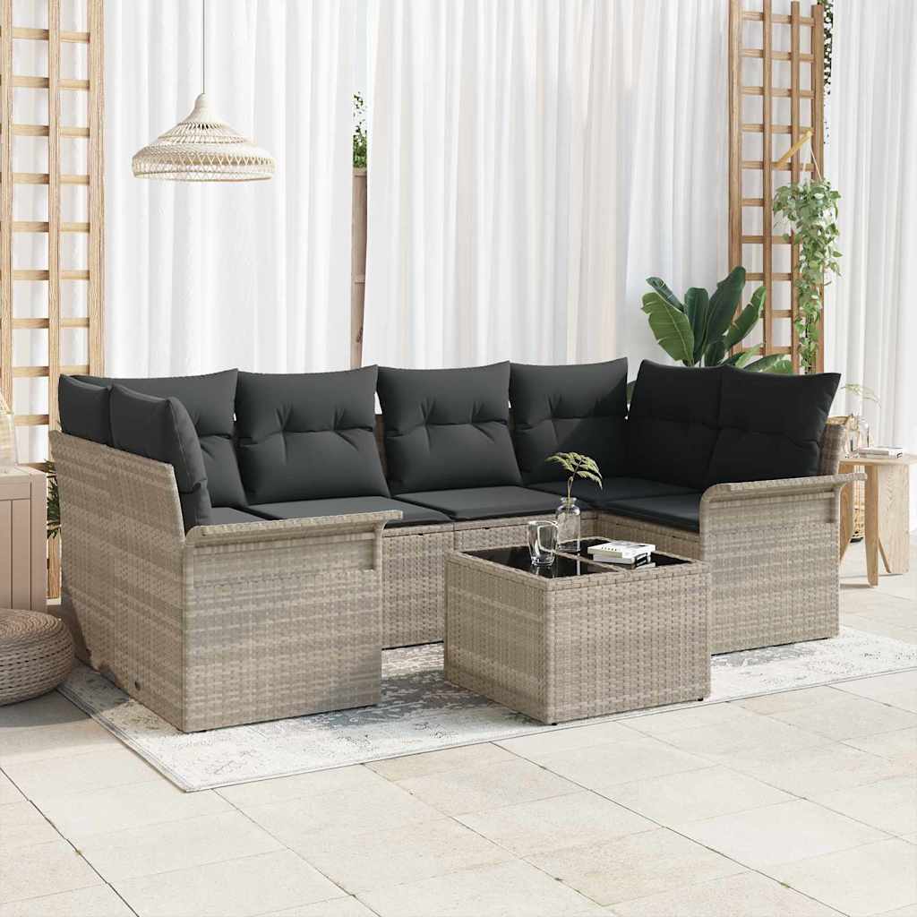 Gartensofa-set 7 stk. 6-Sitzanzahl Hellgrau und Dunkelgrau