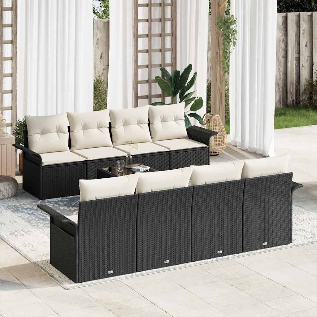 Gartensofa-set 9 stk. 8-Sitzanzahl Schwarz und Creme