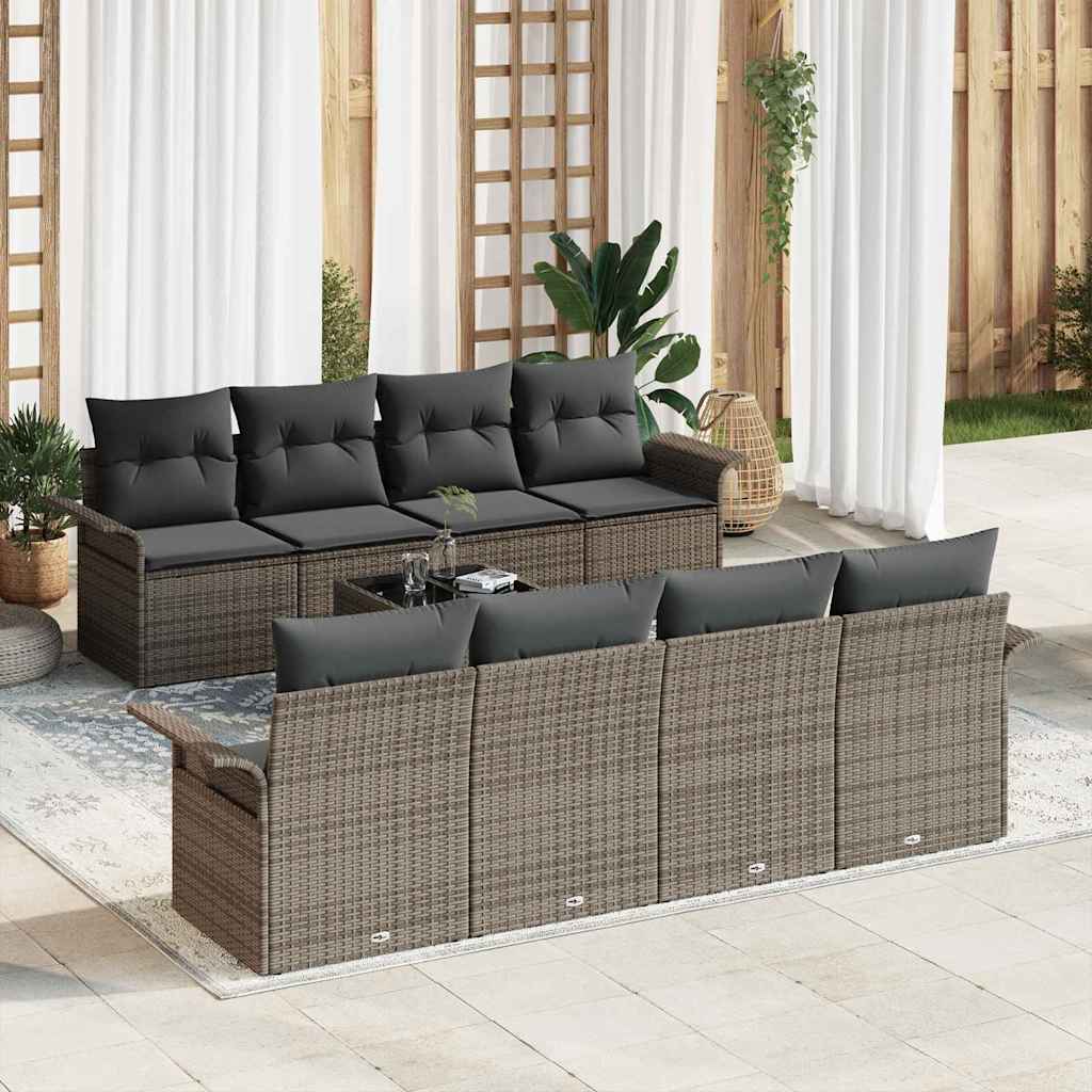 Gartensofa-set 9 stk. 8-Sitzanzahl Grau Poly-Rattan