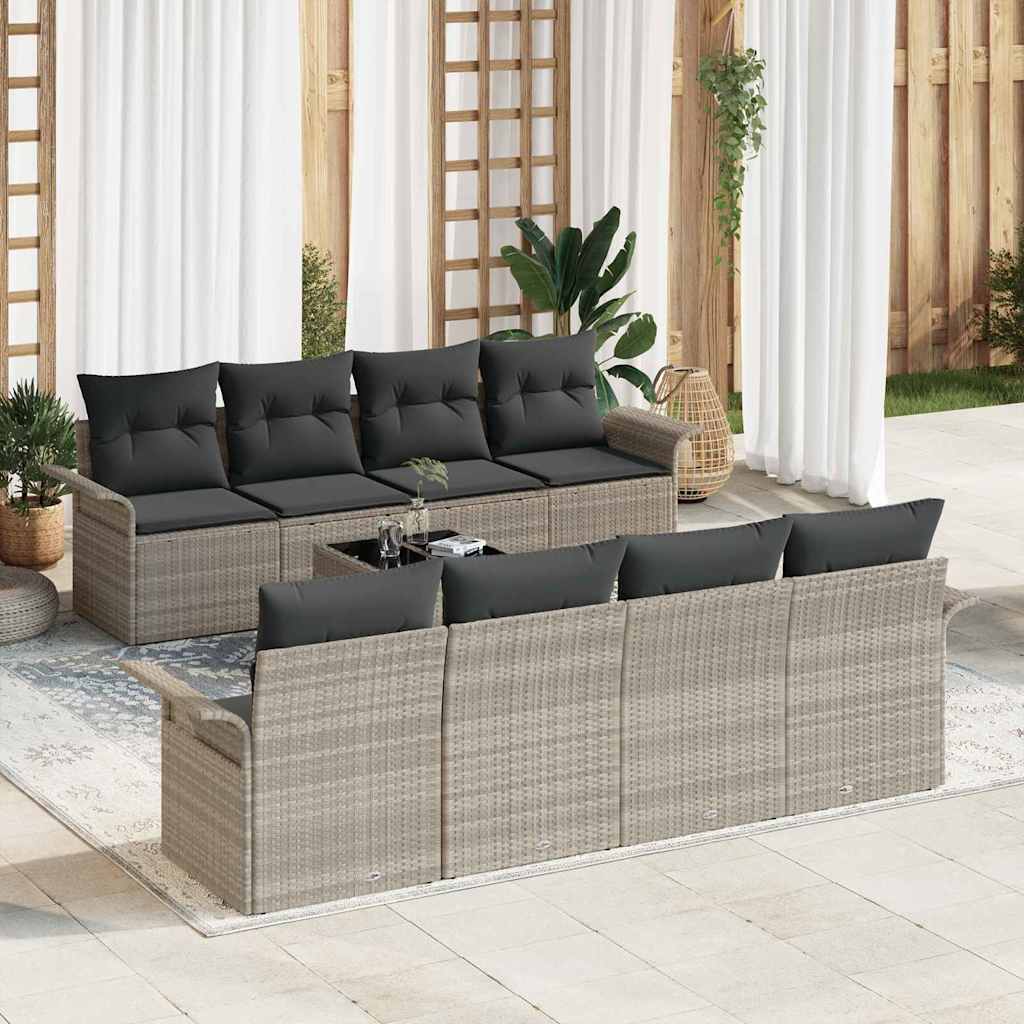 Gartensofa-set 9 stk. 8-Sitzanzahl Hellgrau und Dunkelgrau