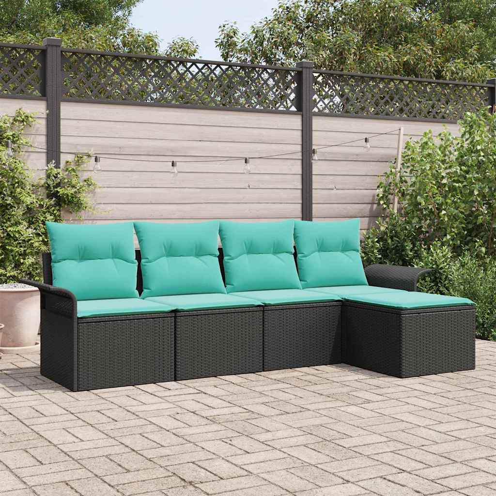 Gartensofa-set 5 stk. Schwarz Poly-Rattan