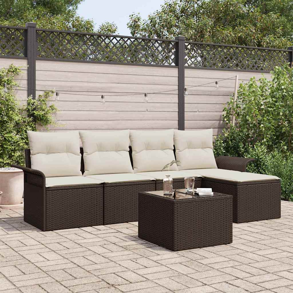 Gartensofa-set 6 stk. Braun Poly-Rattan