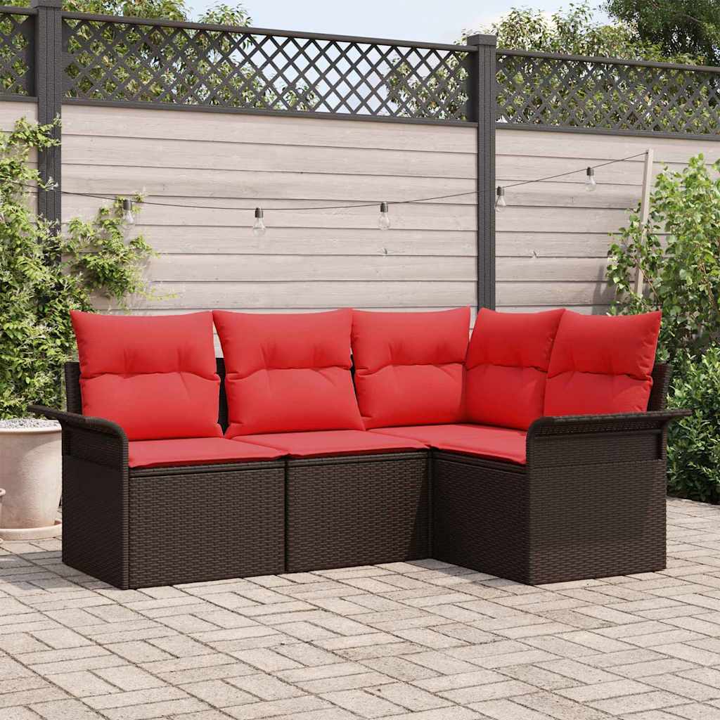 Gartensofa-set 4 stk. Braun Poly-Rattan