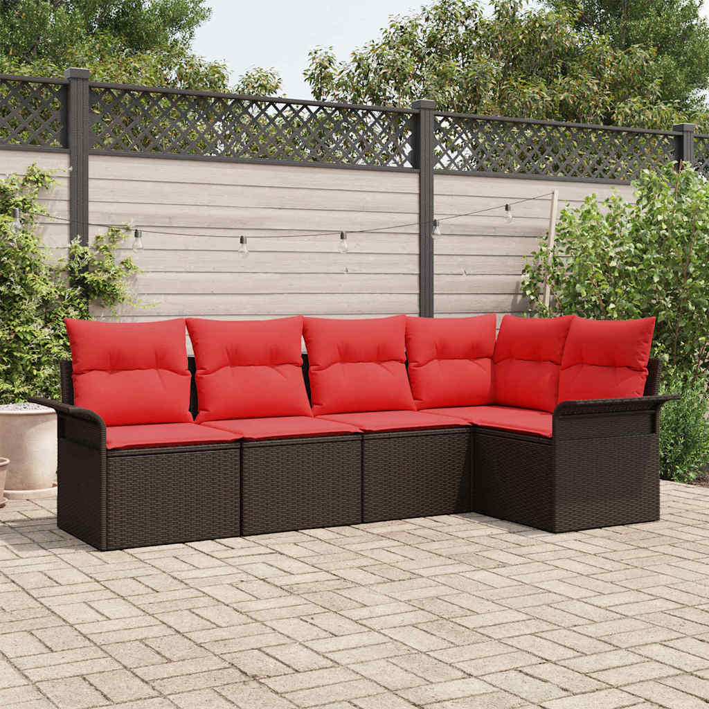 Gartensofa-set 5 stk. Braun Poly-Rattan