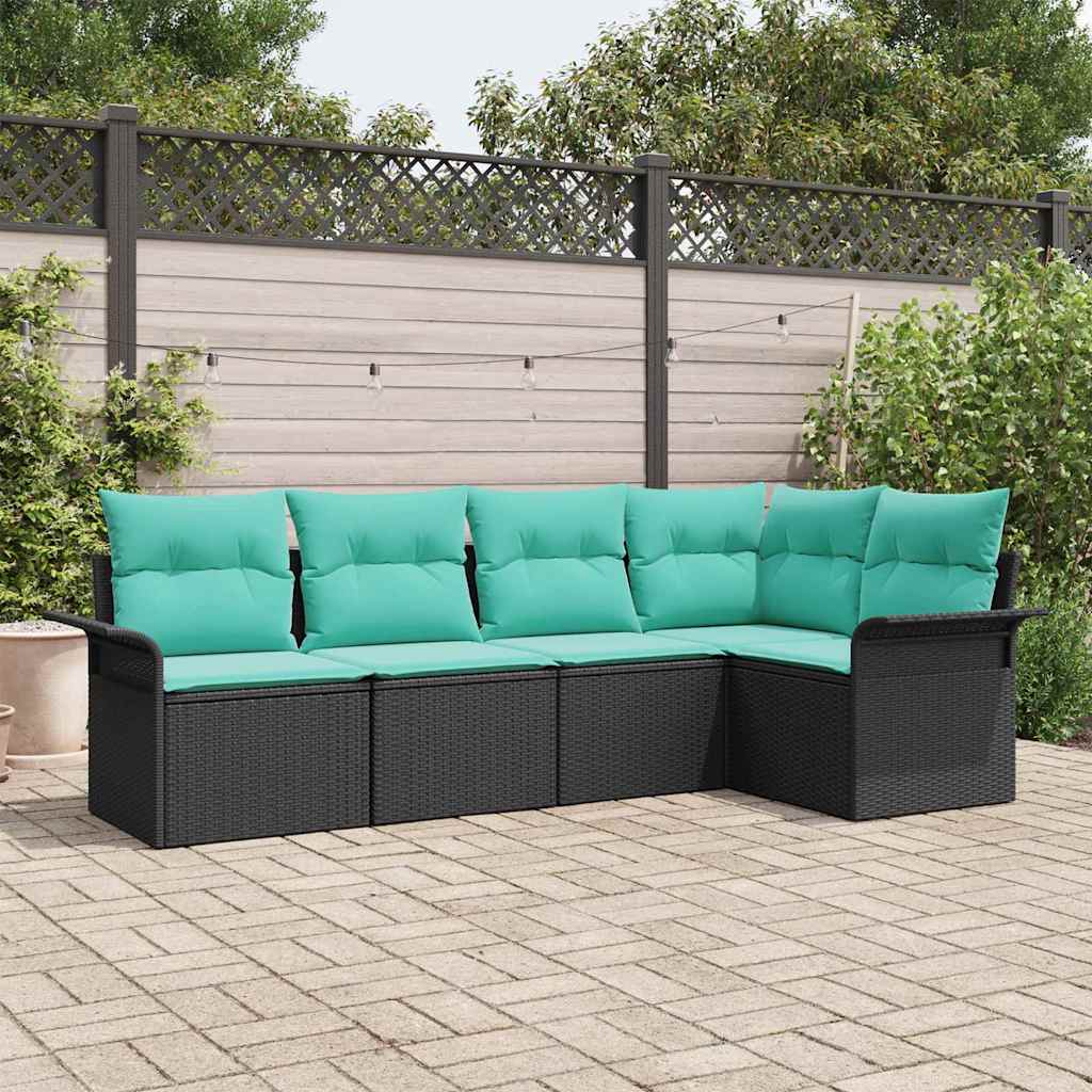 Gartensofa-set 5 stk. Schwarz Poly-Rattan