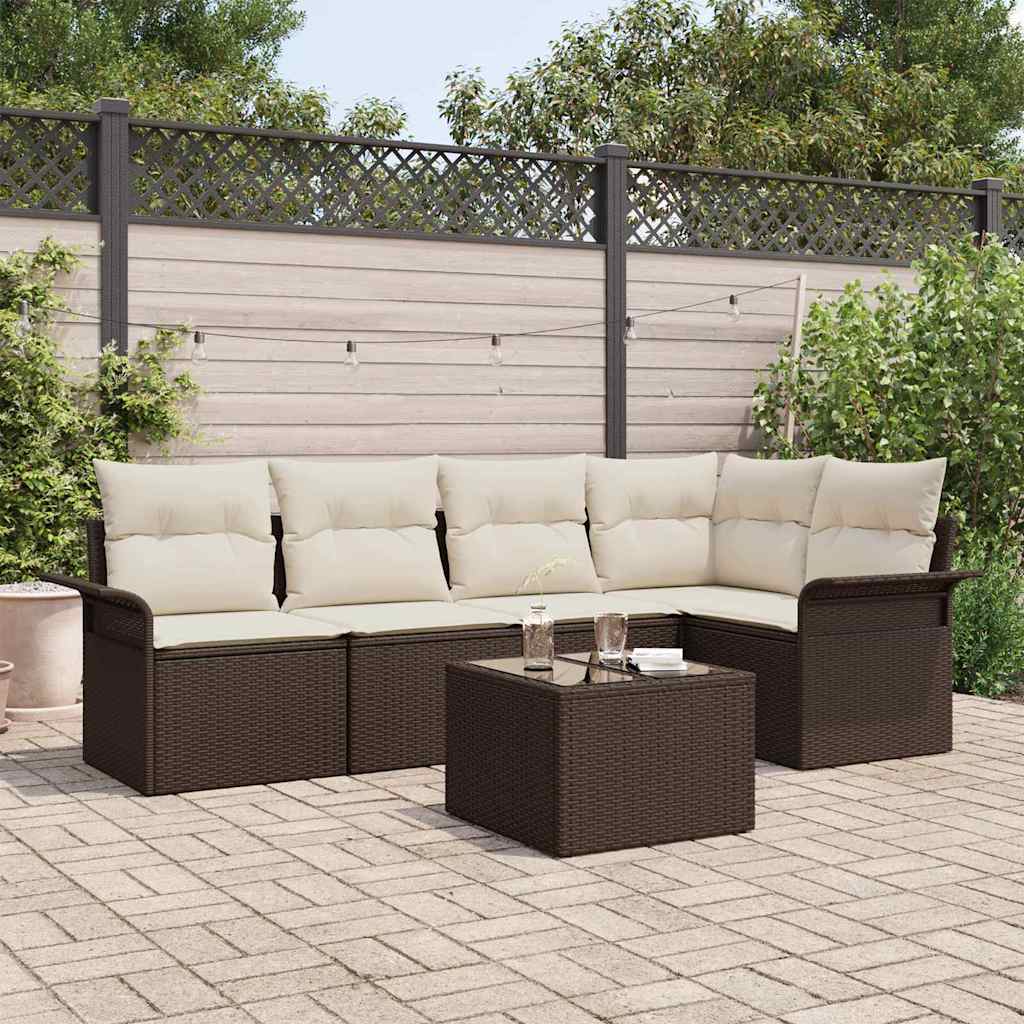 Gartensofa-set 6 stk. Braun Poly-Rattan